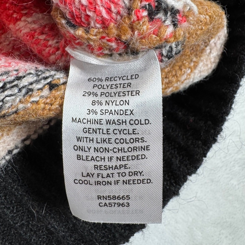 BP Striped V Neck Button Front Cropped Cardigan Sweater XL Nordstrom Red Black - Picture 5 of 8